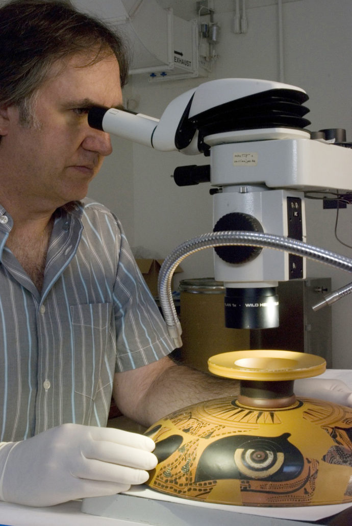 2013-01-06 - Jeffrey Maish Getty Musuem conservator Attic black figure kylix